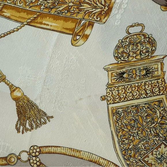 Authentic Lancel Silk Scarf with Gold and Pink Design - Picture 11 of 11